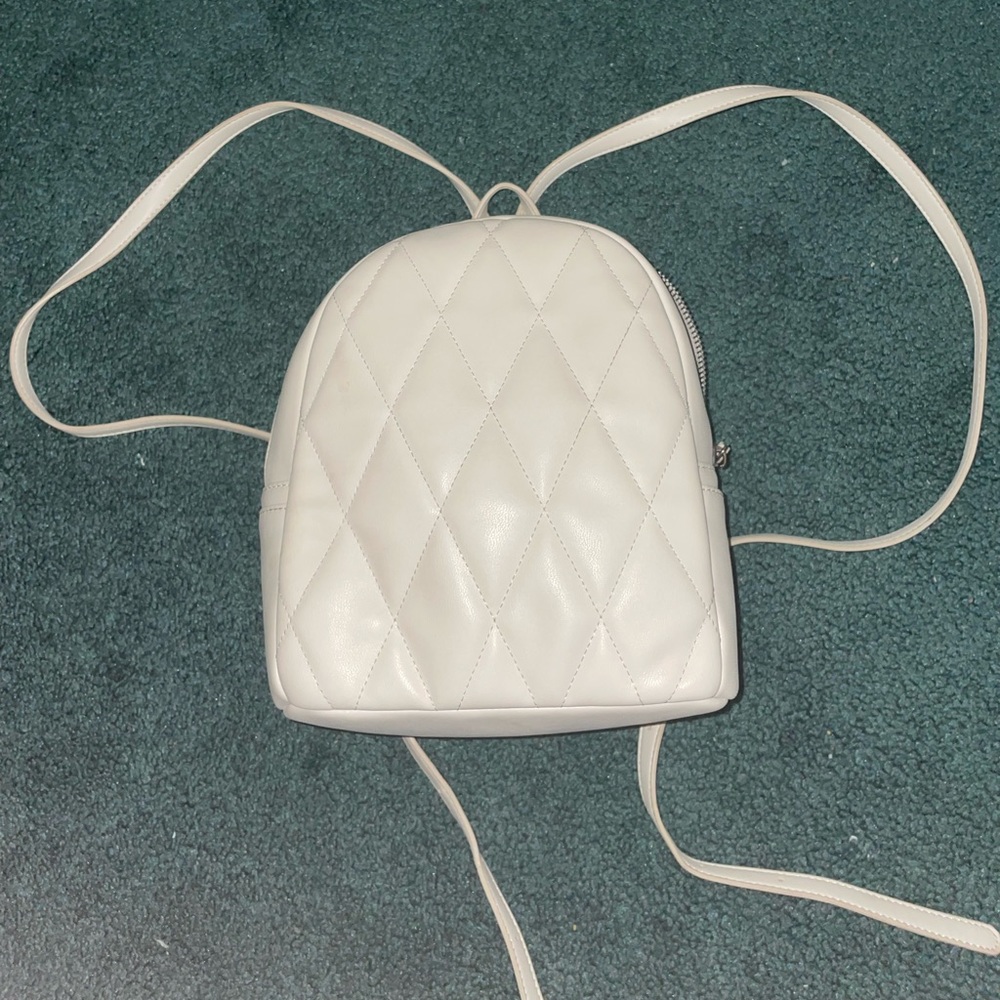 Elegant White Quilted Backpack